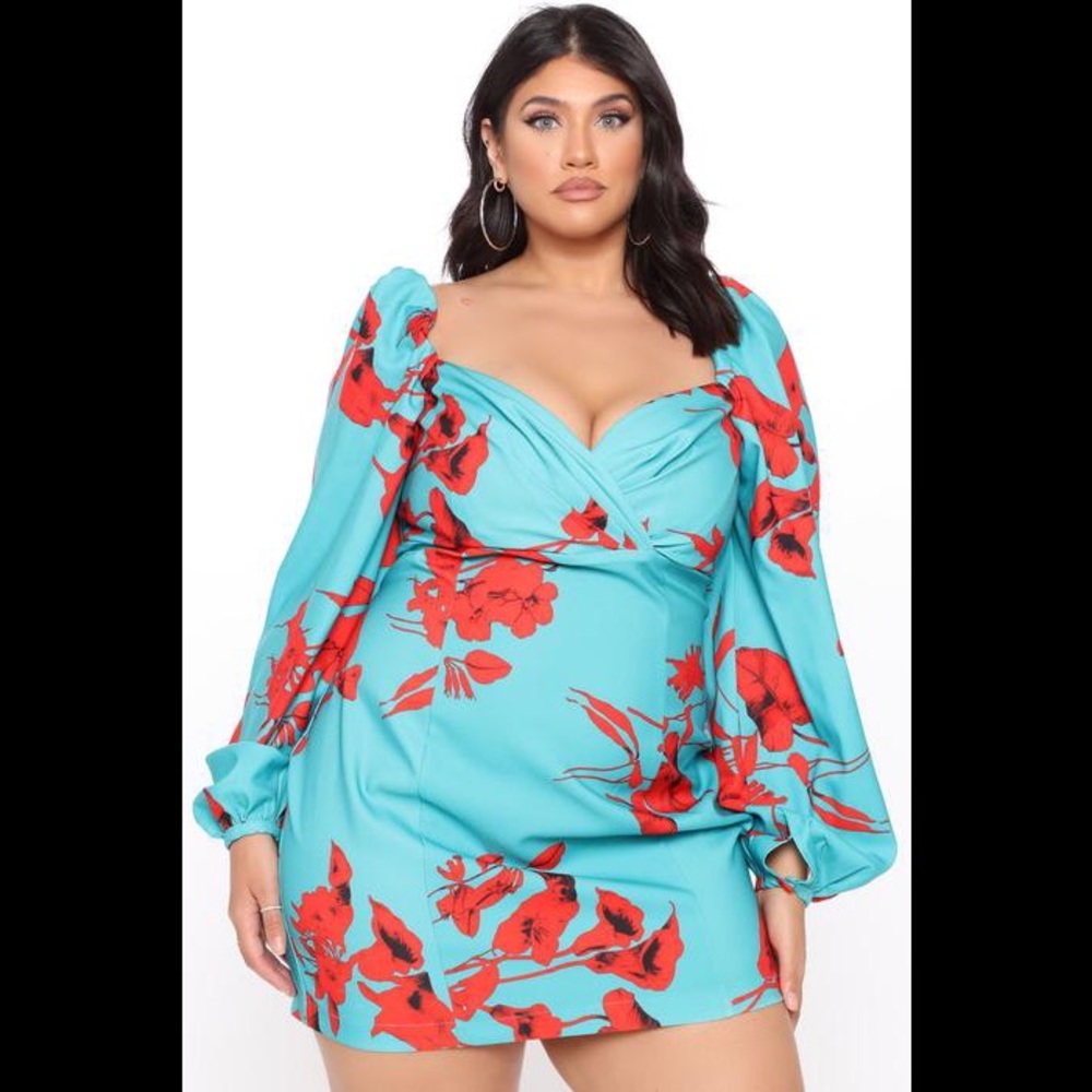 Fashion Nova Water Lilly Floral Mini Dress 1X